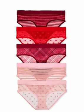 Victoria’s Secret Signature Hiphugger Panties 5 Pack Size Large NWT
